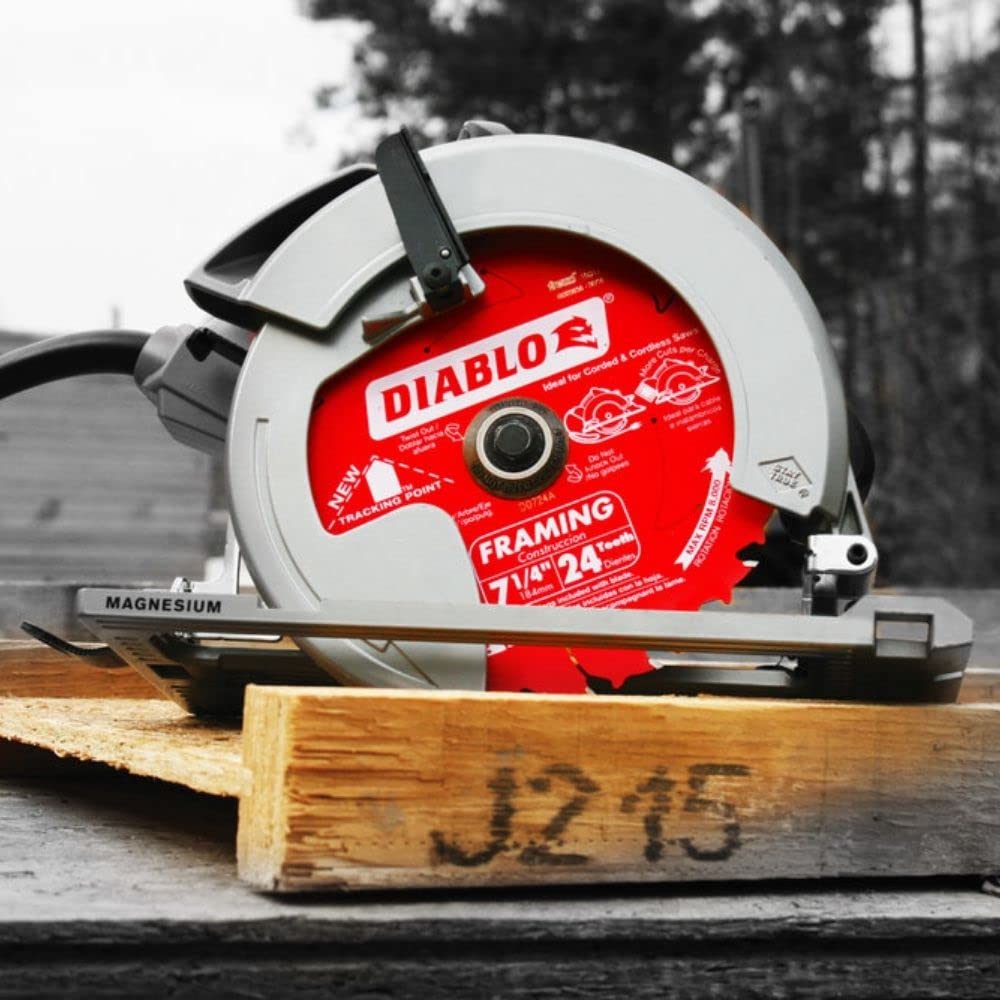 Diablo Tracking Point 7-1/4 in. 24-Tooth Circular Saw Blades – 2-Pack - Tico Carbide, Smooth Cutting, Low Vibration, Non-Stick Coating – D0724VPX
