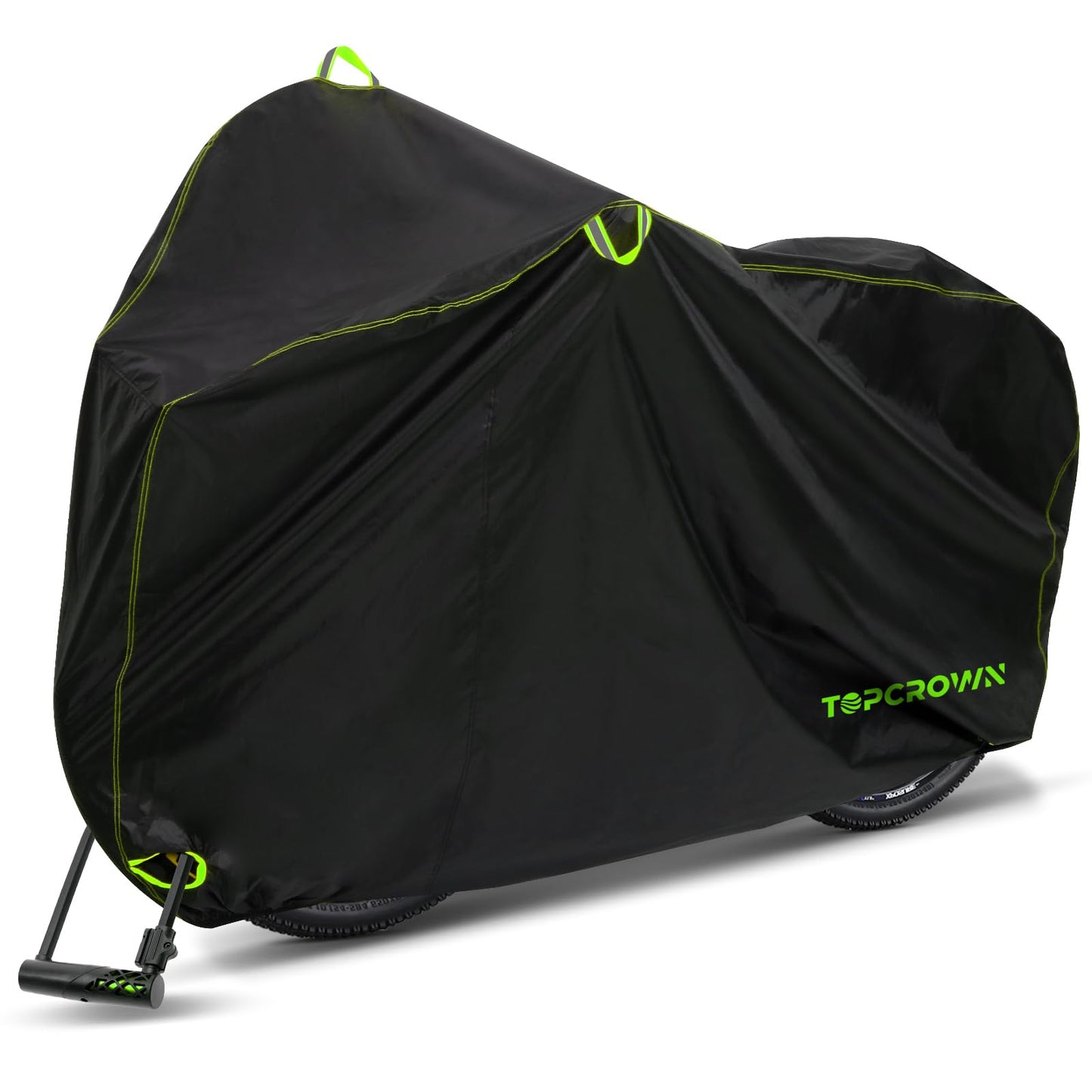 Bike Cover Waterproof Outdoor Storage for 1/2/3 Bikes, Bicycle Cover Rain Sun UV Dust Wind Proof with Storage Bag for Mountain Road Bike/Ebike (210D Black+Green, XL Size for 1 bike)