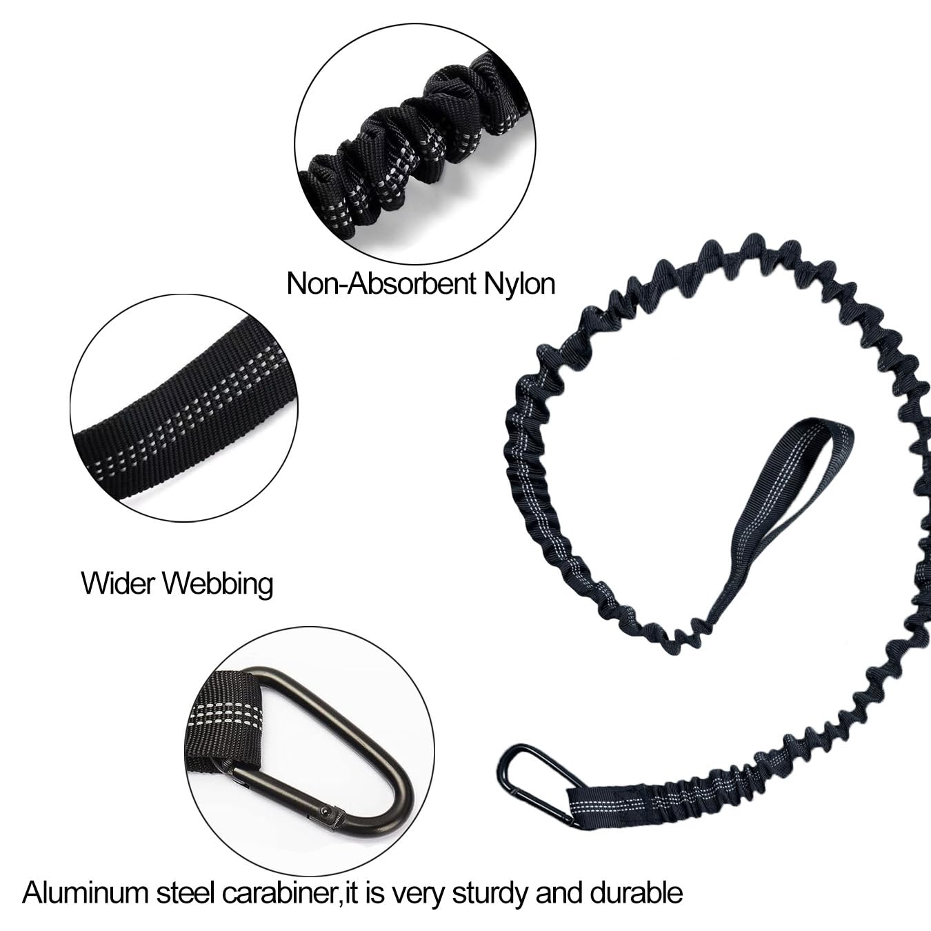 Paddle Leash Kayak Paddle Holder Tool Lanyard - 2 Pack Stretchable Paddle Strap with Carabiner Secure Leash Lanyard Rope for SUP Kayak Canoe Paddle Fishing Pole Rod