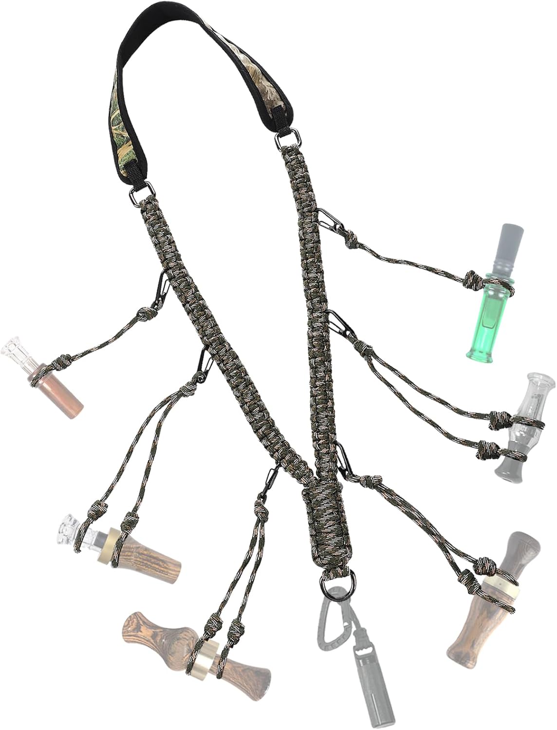 PAMASE Duck Call Lanyard - Duck Whistle Hunting Accessories with 10 Removable Loops, Camo Woven Goose Call Carry, Christmas Outdoor Predator Gear Gifts for Hunter - Without Duck Call