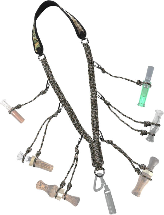 PAMASE Duck Call Lanyard - Duck Whistle Hunting Accessories with 10 Removable Loops, Camo Woven Goose Call Carry, Christmas Outdoor Predator Gear Gifts for Hunter - Without Duck Call