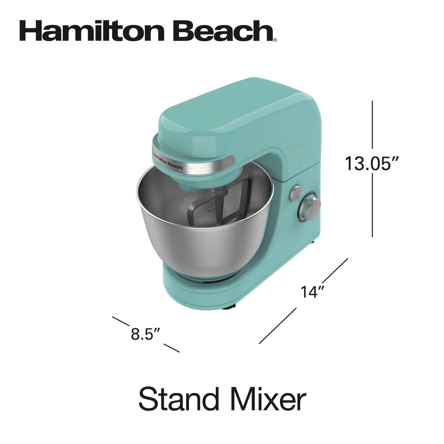 Hamilton Beach Electric Stand Mixer, 4 Quarts, Dough Hook, Flat Beater Attachments, Splash Guard 7 Speeds with Whisk, Black