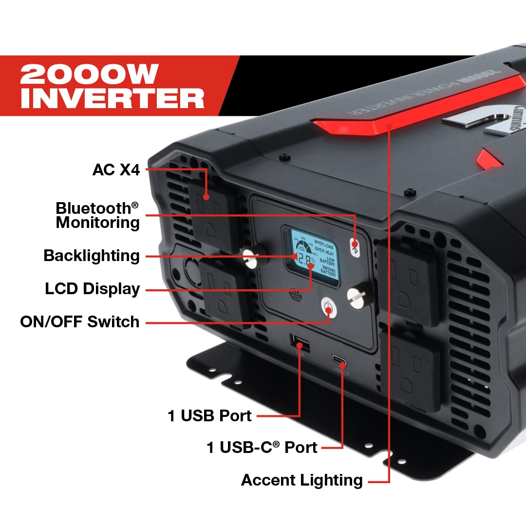 Cummins 5000 Watts Inverter Modified Sine Wave Truck Inverter 12 Volts to 110 Volts Four AC Outlets Two USB Ports (Plus Cable Kit)- CMN5000W - Inverters for Vehicles, Van Life, Camping