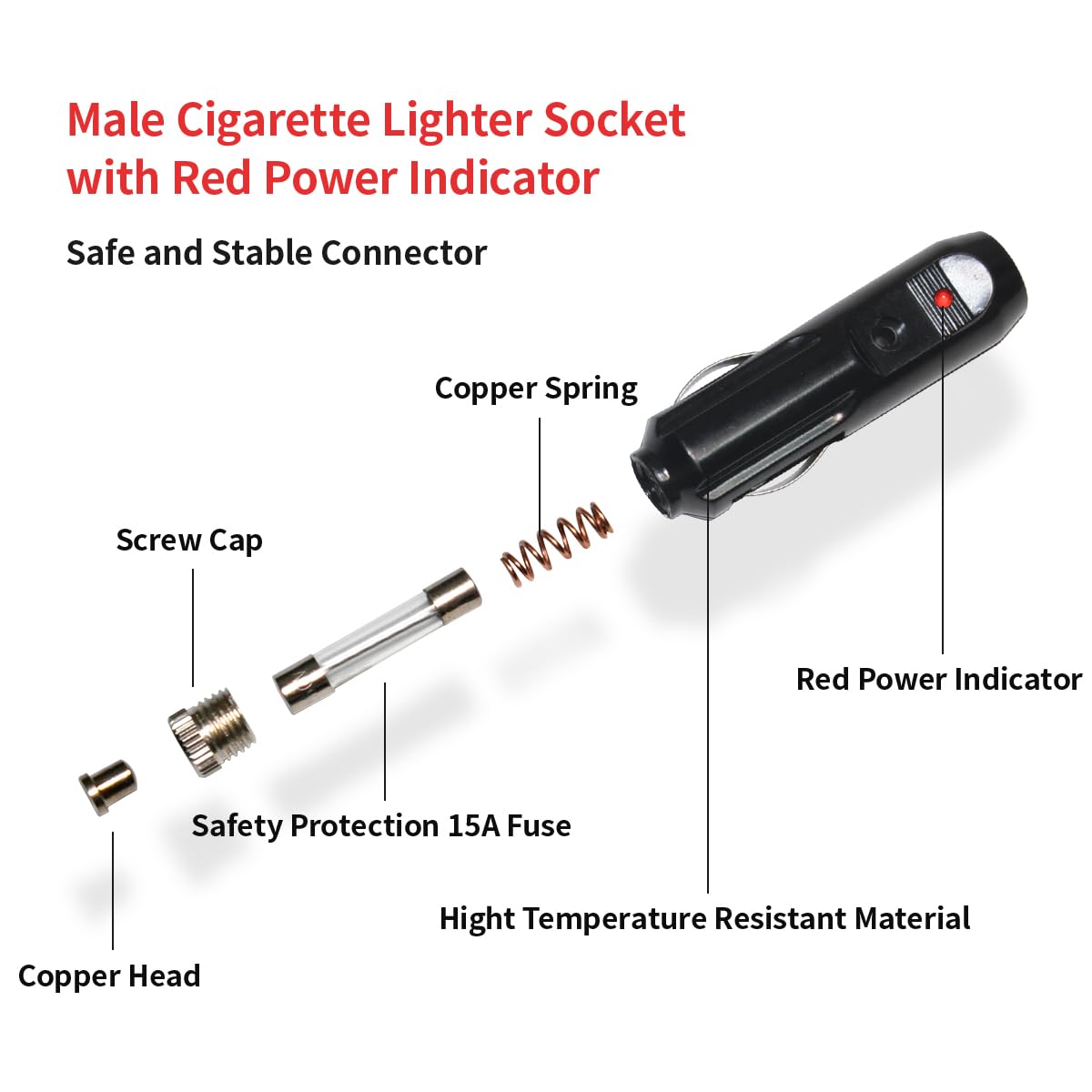 14AWG Cigarette Lighter Extension Cord 12V Cigarette Lighter Male Plug to Female Socket Extension Cable for Air Compressor Tire Inflators(10FT)