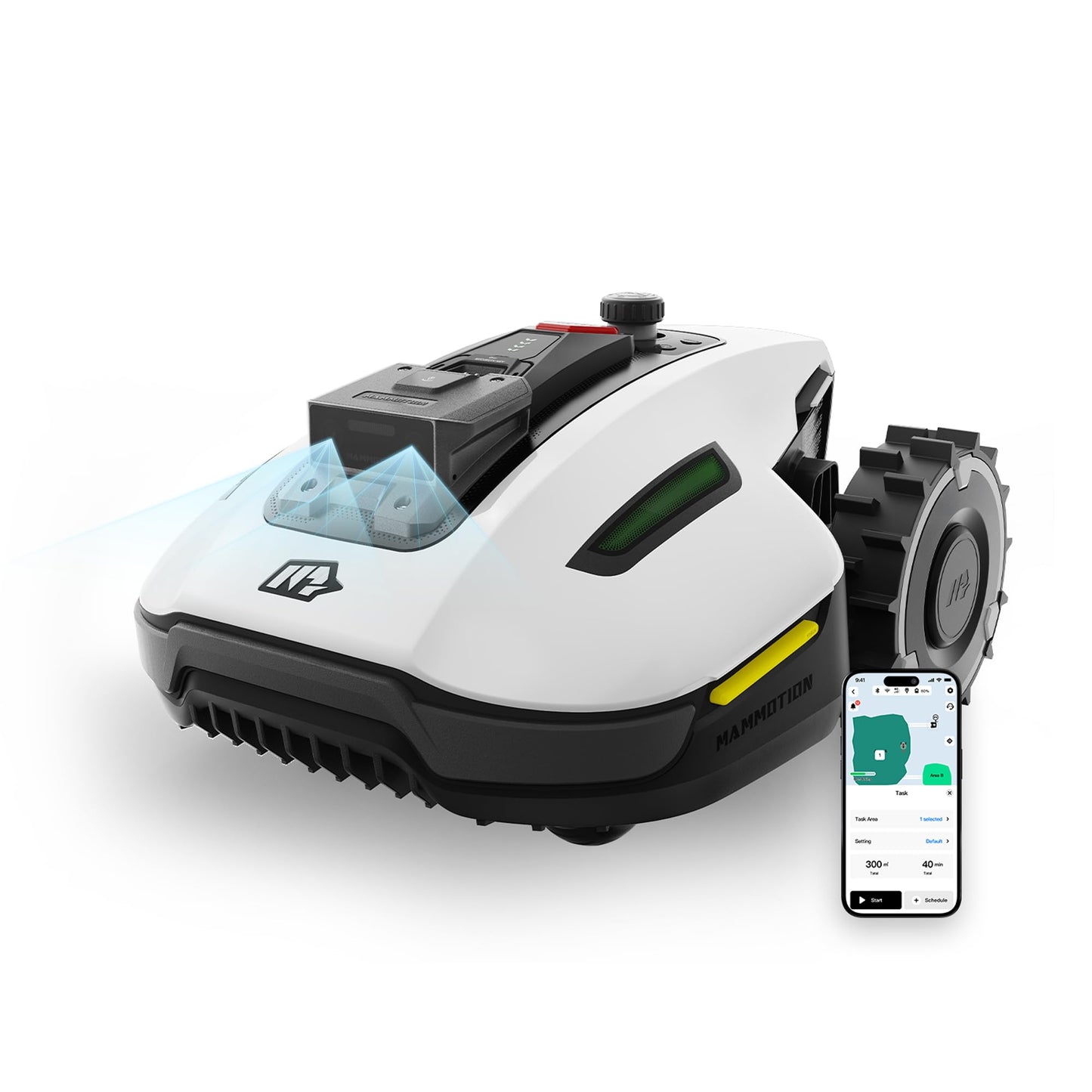 YUKA Mini 500H Robotic Lawn Mower Reception 0.12 Acre, Ultrasense AI Vision+ RTK Positioning, Auto Mapping, App Control, 50% Slope, Cutting Height 2''~3.5'', 15 Mowing Zones
