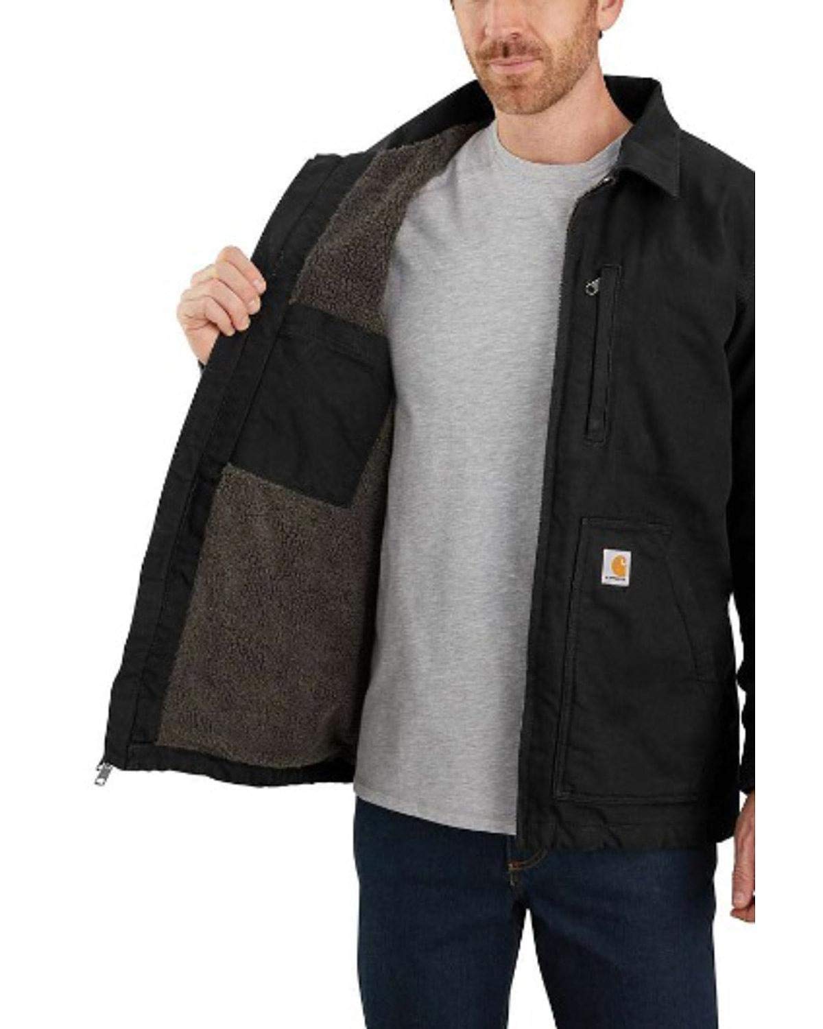 Carhartt Men's Loose Fit Washed Duck Sherpa-Lined Coat