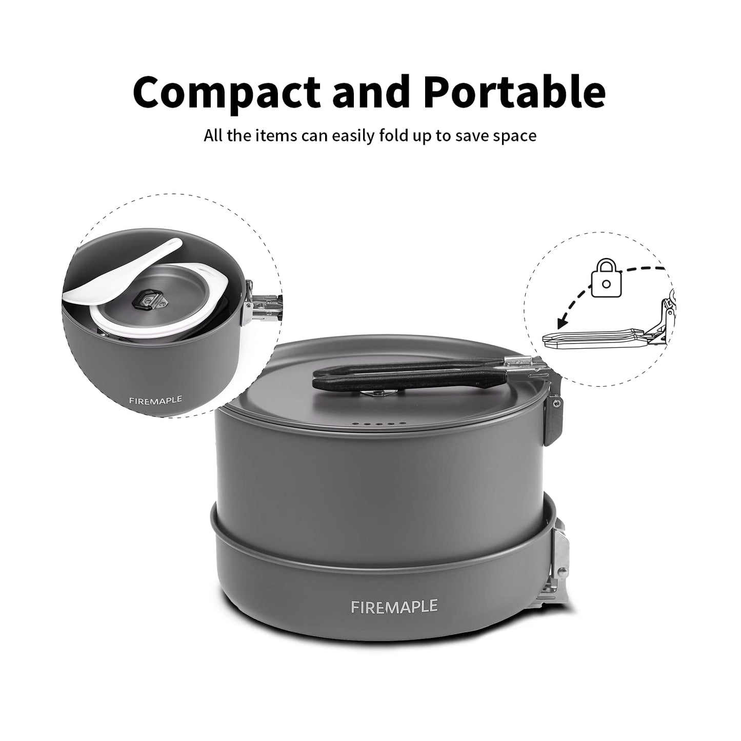 Fire-Maple Feast 4 Piece Camping Cookware Cookware Cookware Kit Outdoor Cookware Set with Pots, Kettle, Saucepans and Spatula for Hiking Fishing Picnic