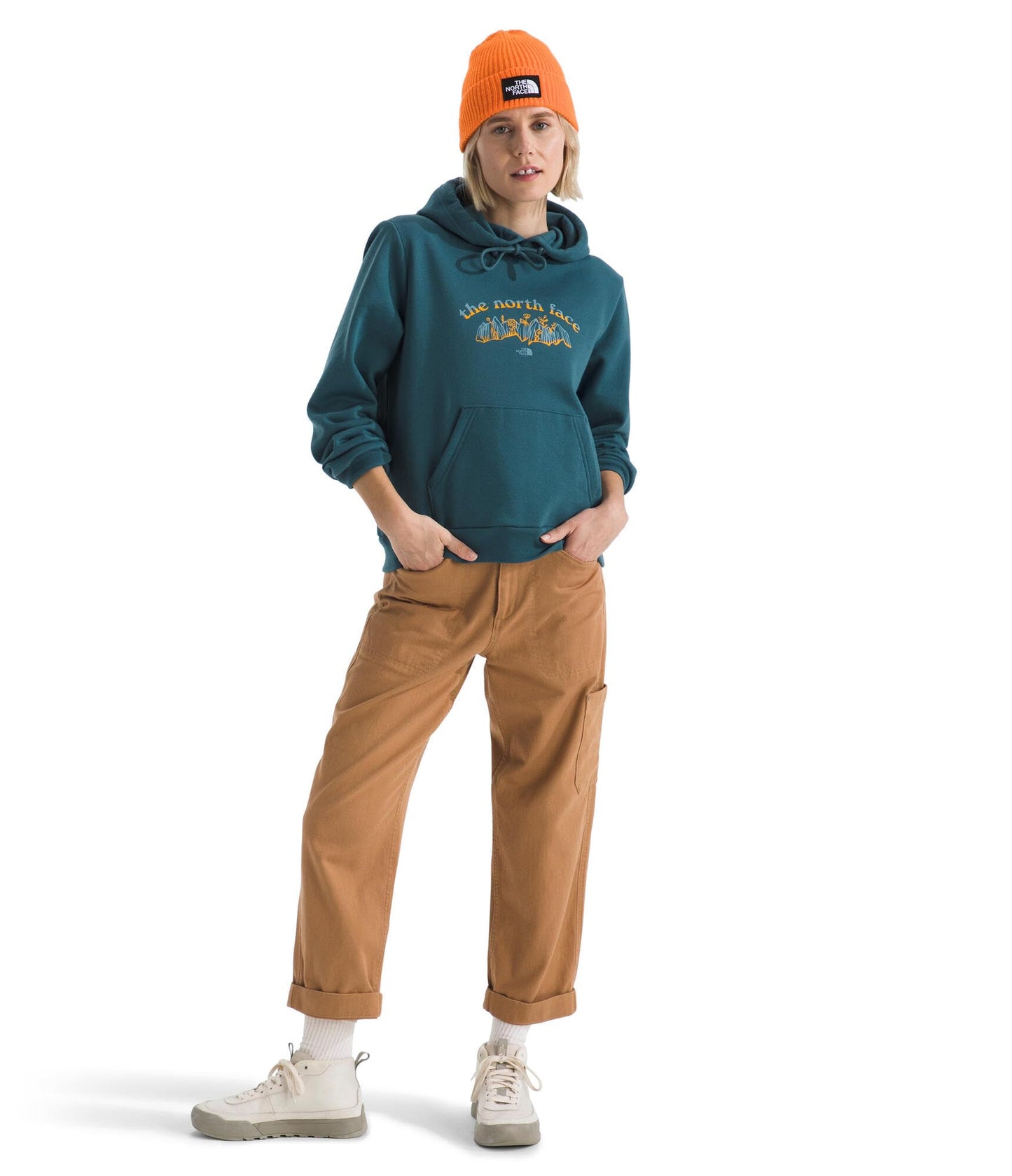 THE NORTH FACE Women's Evolution Retro Growth Hoodie | 2 Piece Hood With Drawcord, Kangaroo Hand Pocket, Graphic Design