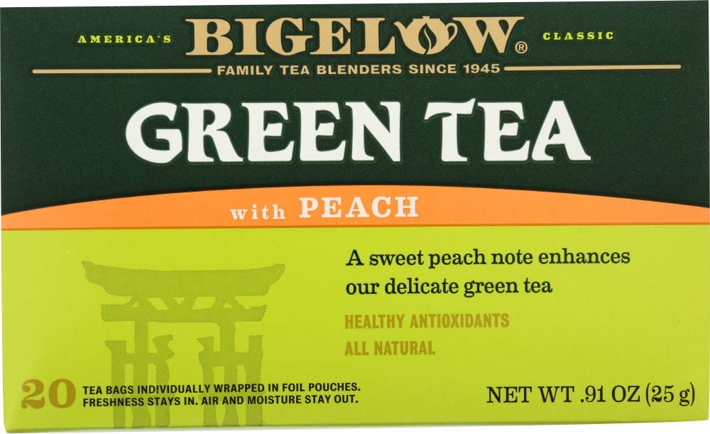 Bigelow Tea Green Tea Variety Pack, Classic Green Tea, Lemon, Pomegranate, Mint, Peach and Constant Comment Flavors, 20 Count Box (Pack of 6), 120 Total Tea Bags