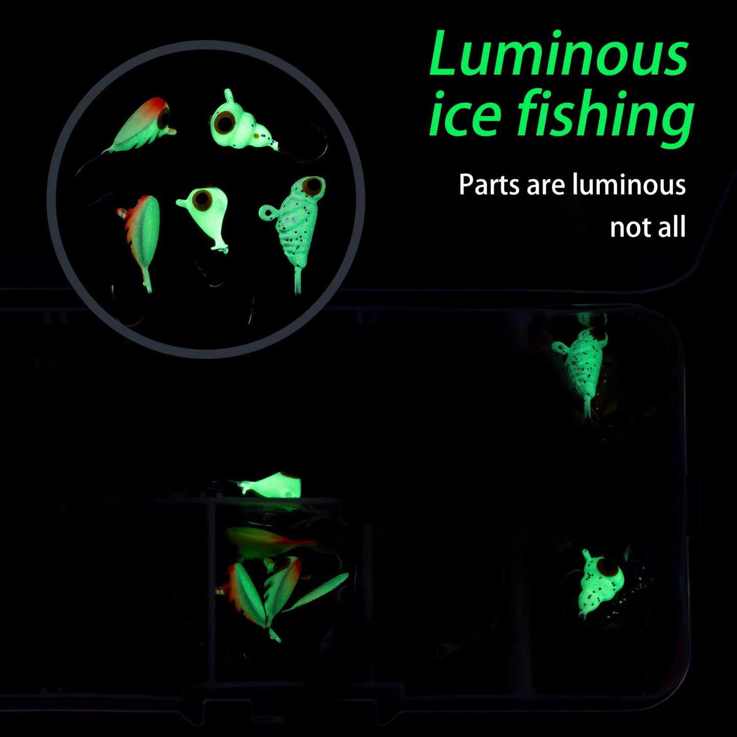 THKFISH Ice Fishing Jigs Kit Ice Fishing Lures for Walleye Perch Jigs Heads for Ice Fishing Tackle Panfish Crappie Jigs 50PCS/31PCS