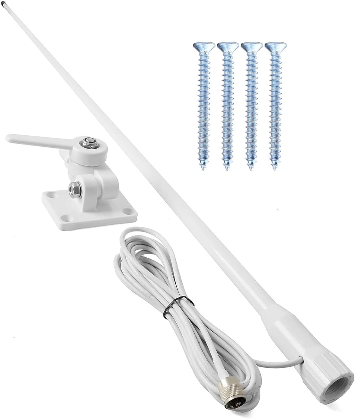 Marine VHF Radios Antenna for Boat, for Horizon Icom Cobra ham Radios, 7meters RG-58U Cable, Adjustable Ratchet, Nails