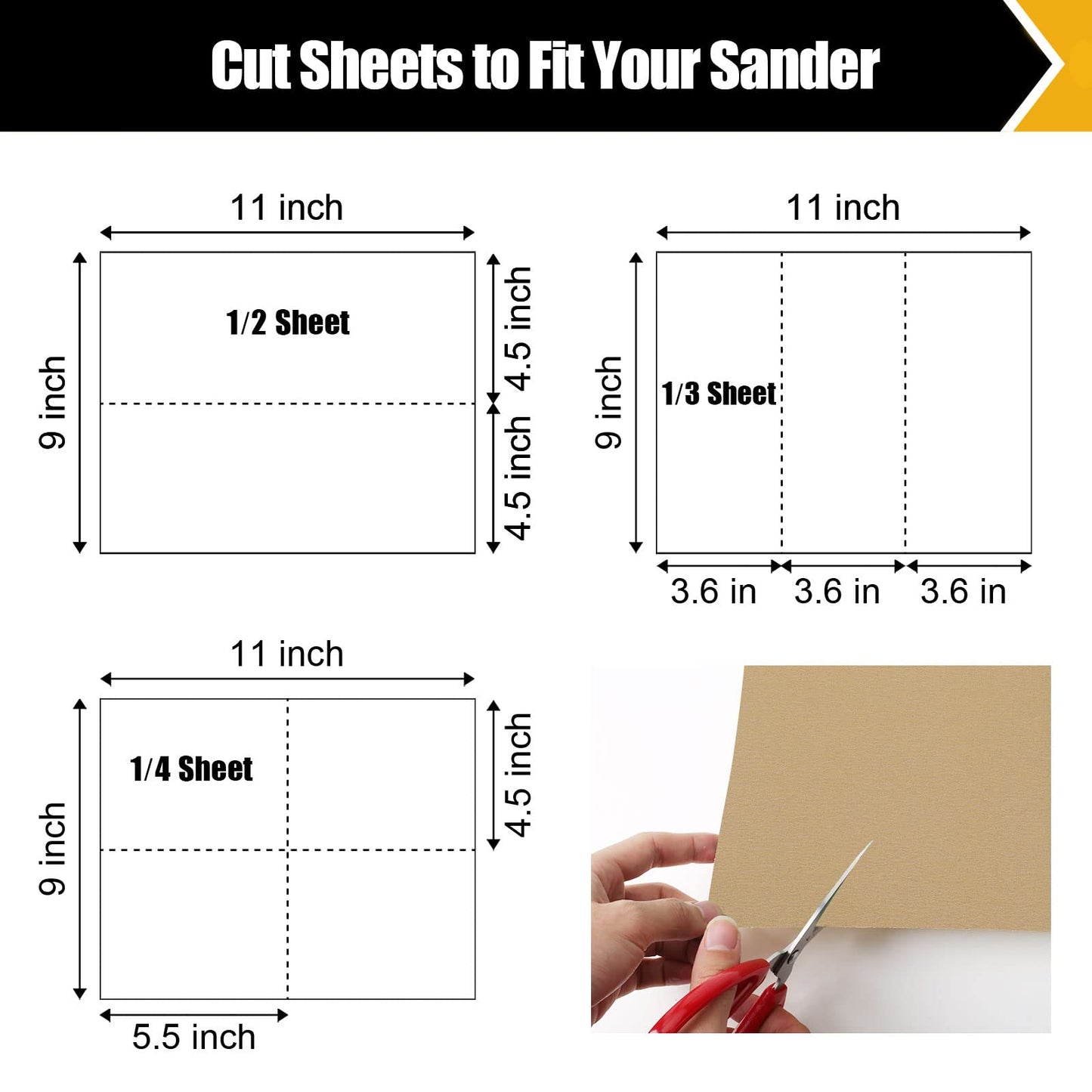 50 Pcs 1/4 Sheet Sandpaper, Premium Sand Paper 80/120/150/220/320/400 Grit Sandpaper Sheet Sand Paper Assortment for Wood Metal Automotive Palm Sanders 5.5" x 4.5"