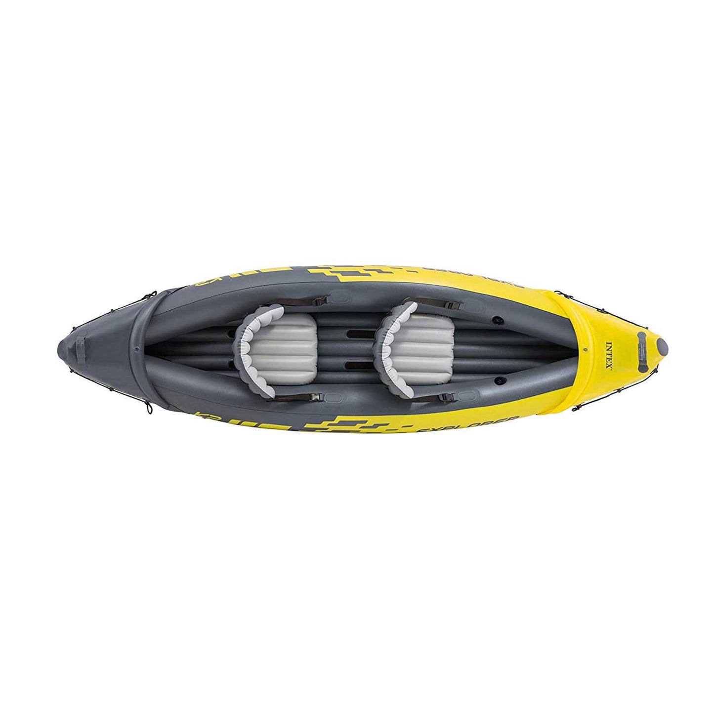 Intex 68307EP Explorer K2 Inflatable Kayak Set: Includes Deluxe 86in Aluminum Oars and High-Output Pump – SuperStrong PVC – Adjustable Seats with Backrest – 2-Person – 400lb Weight Capacity