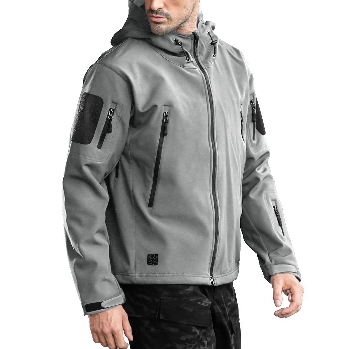 FREE SOLDIER Men's Outdoor Waterproof Soft Shell Hooded Military Tactical Jacket