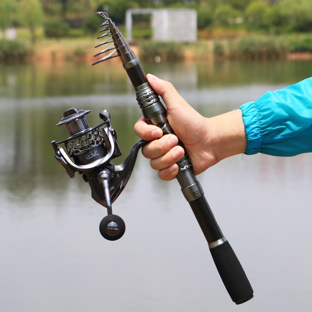 Sougayilang Telescopic Fishing Rod Reel Combos with Carbon Fiber Fishing Pole Spinning Reels and Fishing Accessories