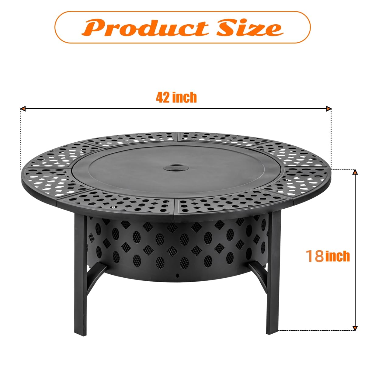 36 Inch Fire Pit with 2 Grills, Wood Burning Fire Pits for Outside with Lid, Poker and Round Waterproof Cover, BBQ& Outdoor Firepit & Round Metal Table 3 in 1 for Patio, Picnic, Party