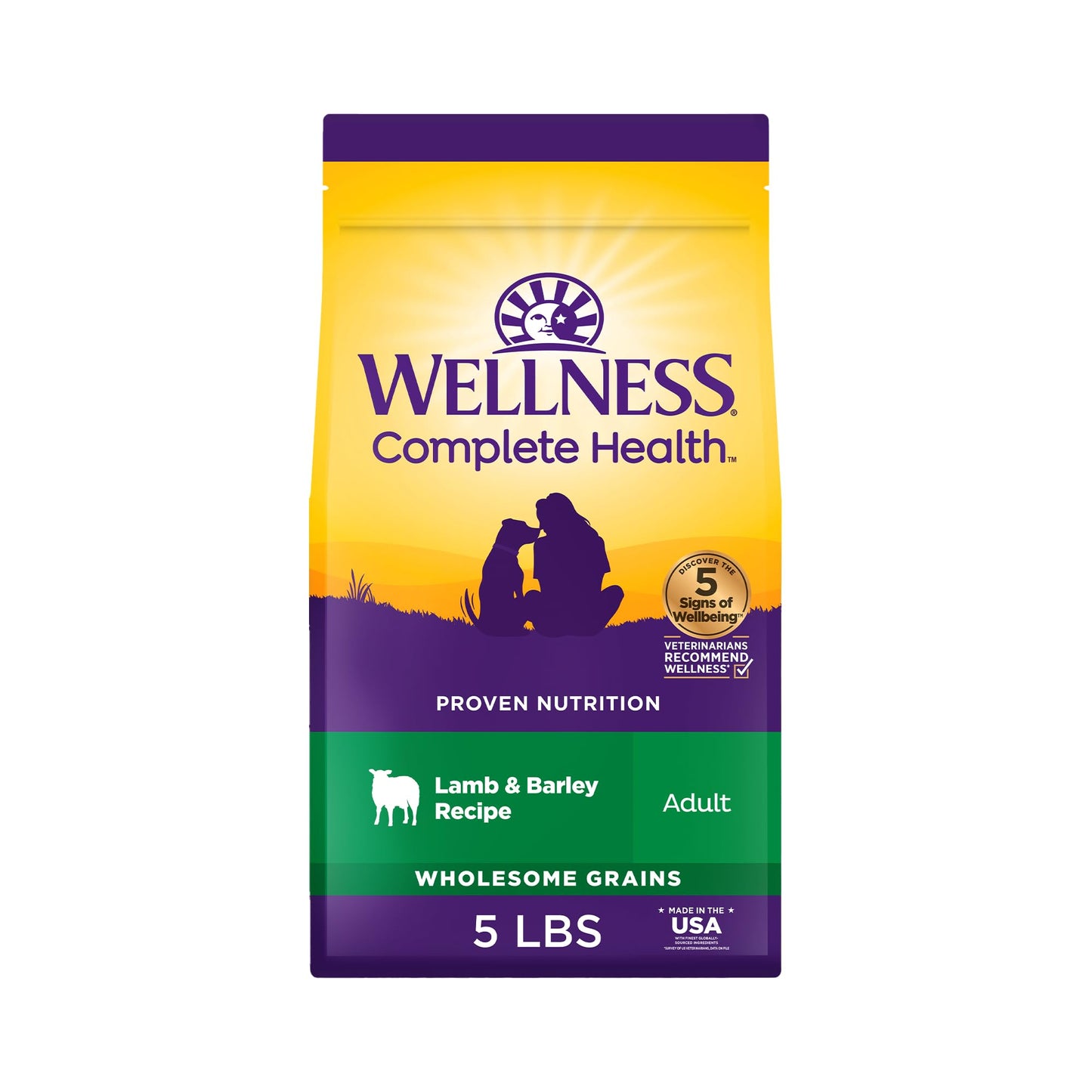 Wellness Complete Health Dry Dog Food, Wholesome Grains, Natural, Lamb & Barley Recipe, (30-Pound Bag)