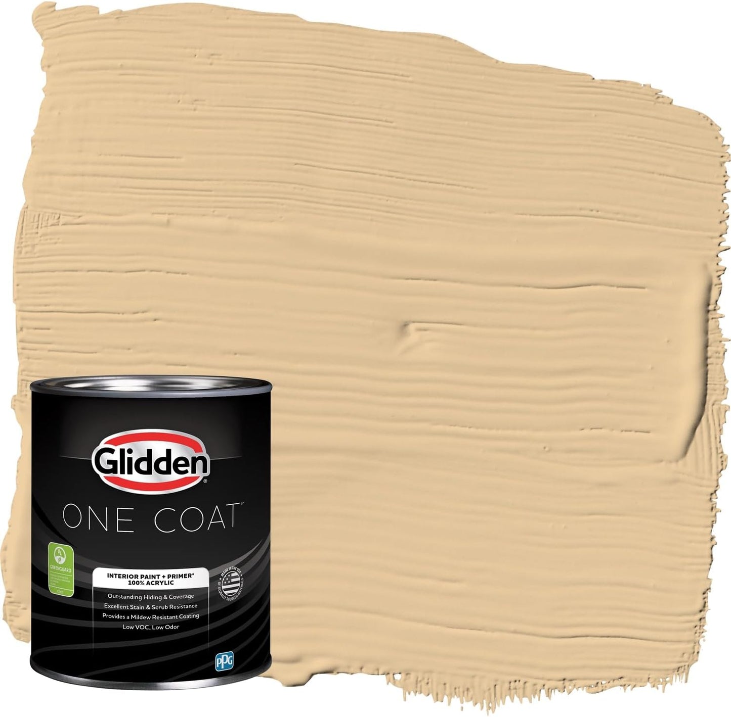 Glidden Interior Paint + Primer: Beige/Toasted Almond, One Coat, Semi-Gloss, 1-Quart