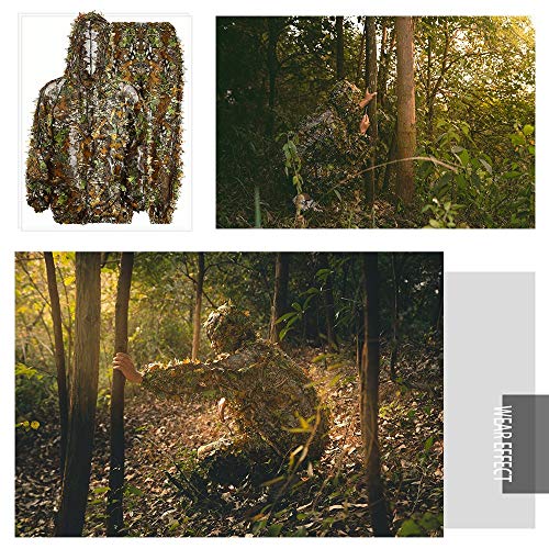 EAmber Ghillie Suit Gilly Hunting Suits Pants 3D Leaf Camo Camouflage Coveralls Youth Adult Lightweight Clothes