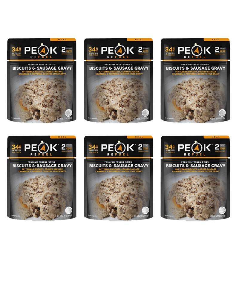 Peak Refuel Biscuits and Gravy | Premium Freeze Dried Camping Food | Backpacking & Hiking MRE Meals | Just Add Water | 100% Real Meat | 34g of Protein | 2 Serving Pouch (2 Serving Pouch)