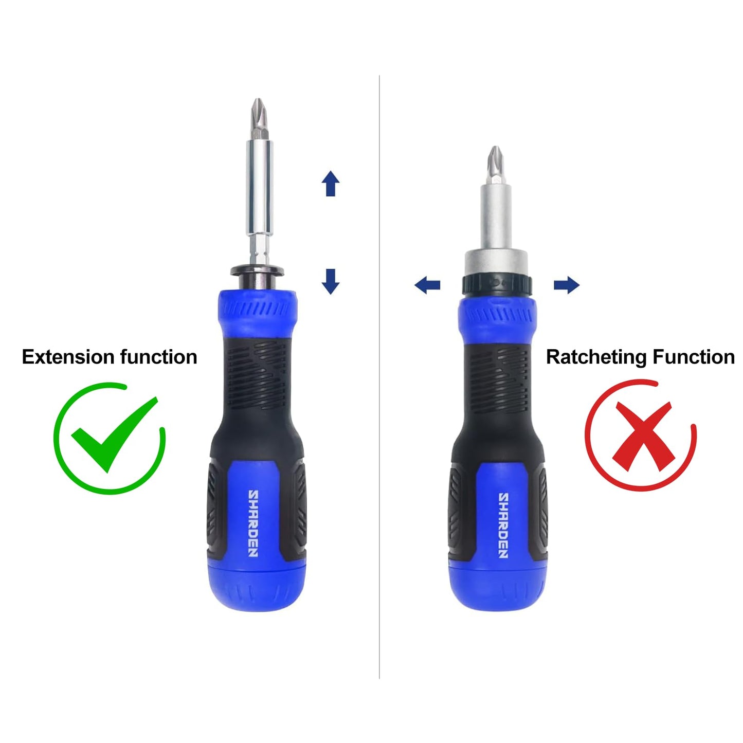 SHARDEN Multi Screwdriver 13-in-1 Screw Driver Adjustable Screwdriver Set Multitool All in One with Torx Security, Flat Head, Phillips, Hex, Square and 1/4 Nut Driver