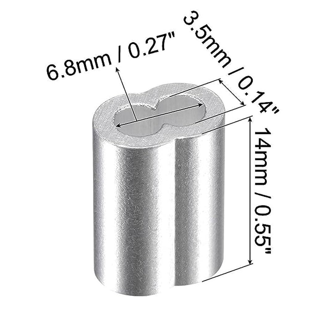 200 Pcs Aluminum Crimping Loop Sleeve 3/32",Cable Crimp Ferrules for Wire Rope and Cable (3/32''(2.5mm)-200pcs)