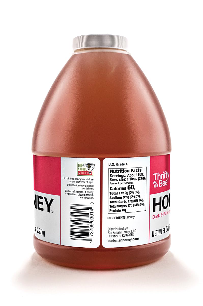Thrifty Bee Honey, 80 Ounce (5 LB) Large Bulk Honey Jug