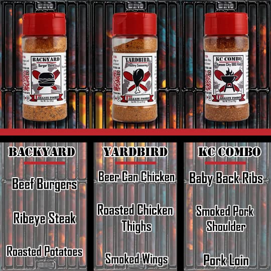 THE TAILGATE FOODIE Rare Pitmaster Gourmet Seasonings | 8 pc Grill Essentials Gift Set | 6 Secret Competition BBQ Spice Blends for Ribs, Pork, Brisket, Chicken, Fish, Steak *Great Christmas Gift*