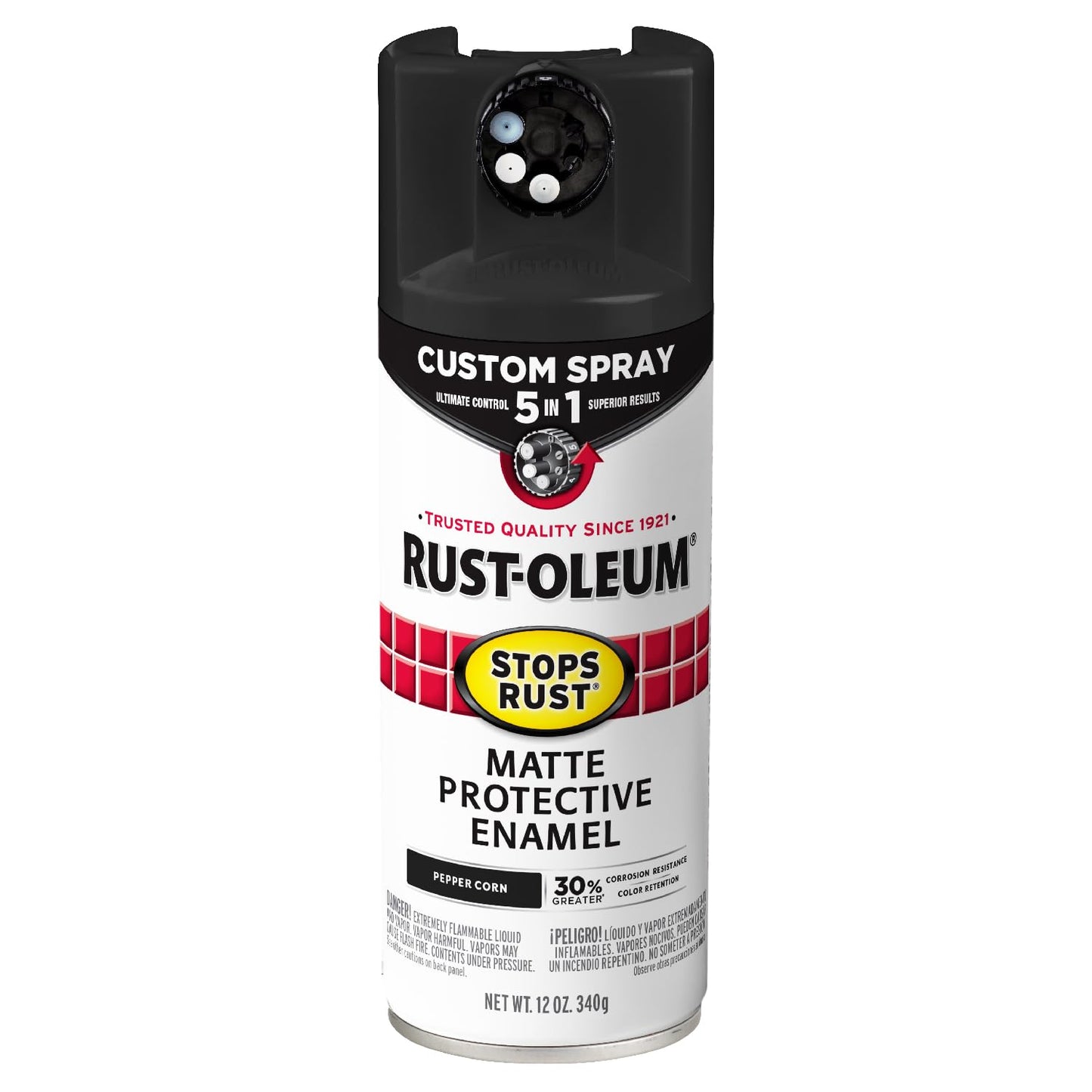 Rust-Oleum 376892 Stops Rust Custom Spray 5-in-1 Spray Paint, 12 oz, Gloss Leather Brown