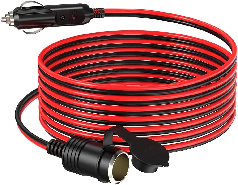 14AWG Cigarette Lighter Extension Cord 12V Cigarette Lighter Male Plug to Female Socket Extension Cable for Air Compressor Tire Inflators(10FT)