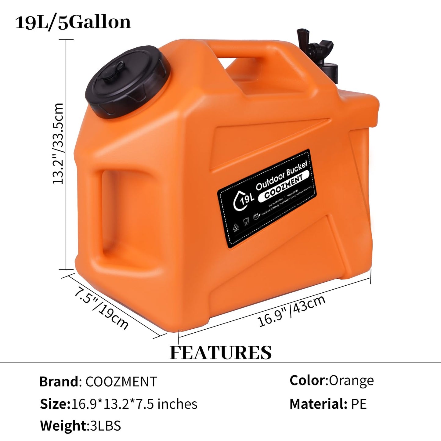 3.2 Gallon/5 Gallon Water Containers with Spigot, BPA Free Water Jug, Military Green Water Tank, Multifunction Water Storage Containers for Camping Outdoor Hiking,Emergency Stroage