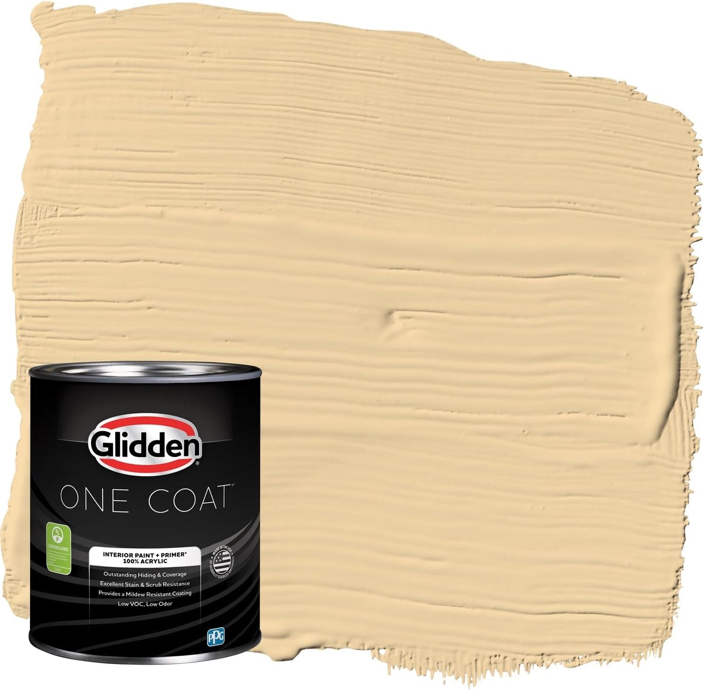 Glidden Interior Paint + Primer: Beige/Toasted Almond, One Coat, Semi-Gloss, 1-Quart