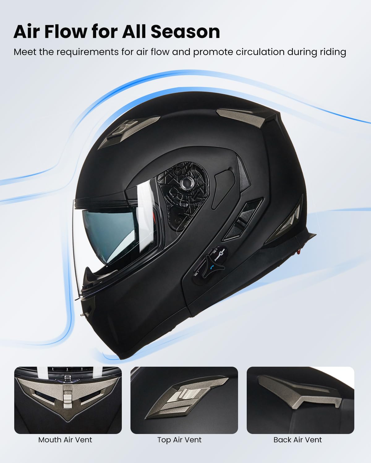 ILM Bluetooth Integrated Modular Flip up Full Face Motorcycle Helmet Sun Shield Mp3 Intercom Model 953/953 PRO