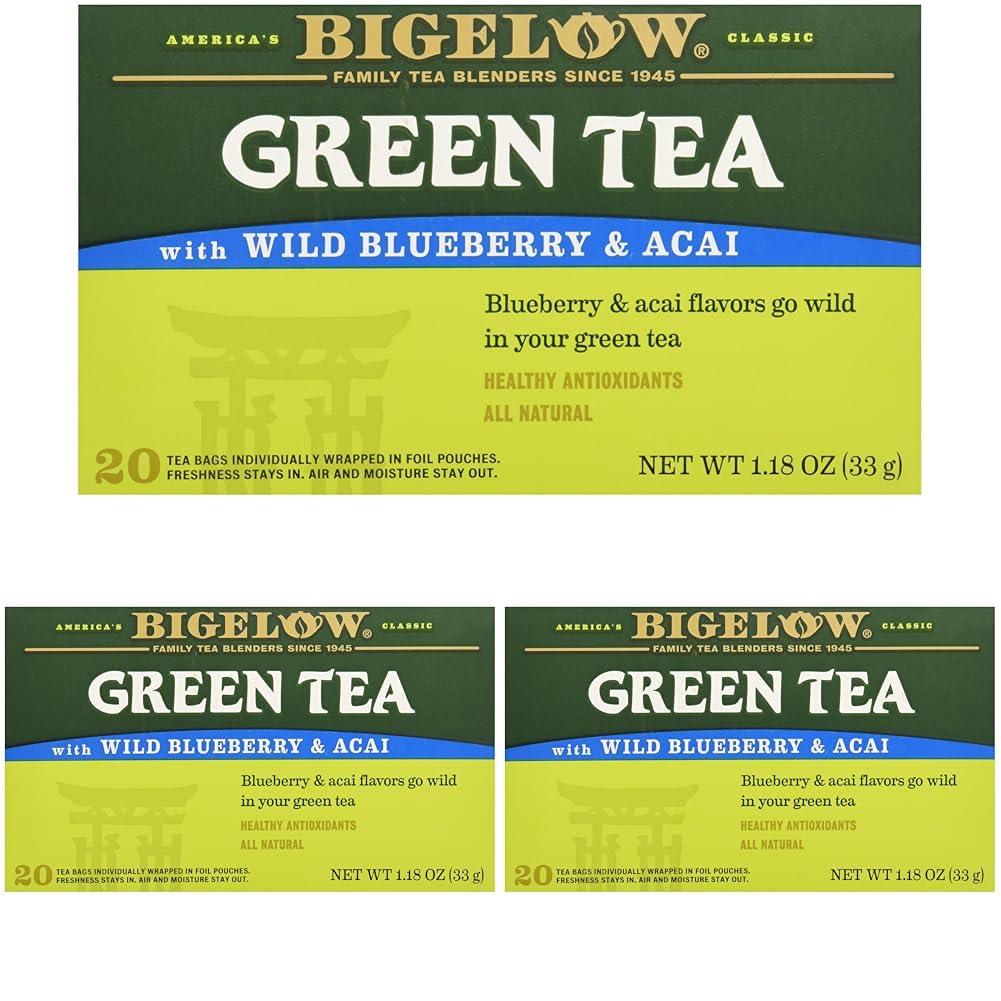 Bigelow Tea Green Tea Variety Pack, Classic Green Tea, Lemon, Pomegranate, Mint, Peach and Constant Comment Flavors, 20 Count Box (Pack of 6), 120 Total Tea Bags