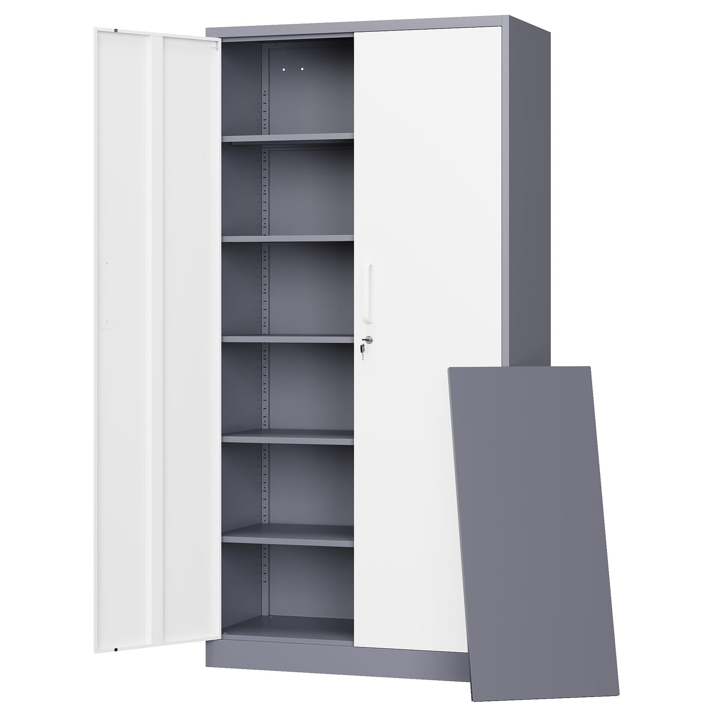 Letaya Metal Garage Storage Cabinets with Lock-72 Tall Tool Organizer Steel Lockers, 5 Adjustable Layers Shelves for Home,Office,Warehouse,Garage,(Black-72“)