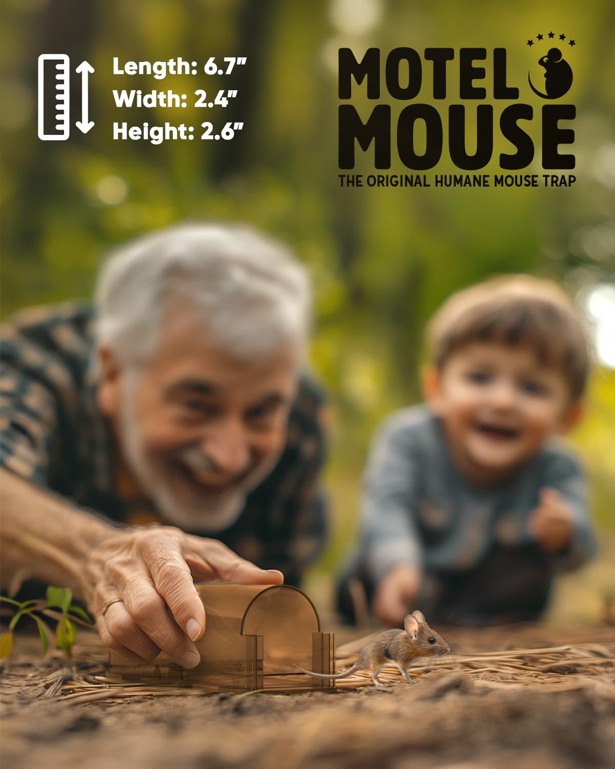 Motel Mouse Humane No Kill Live Catch and Release Mouse Traps, Reusable with Cleaning Brush - 4 Pack