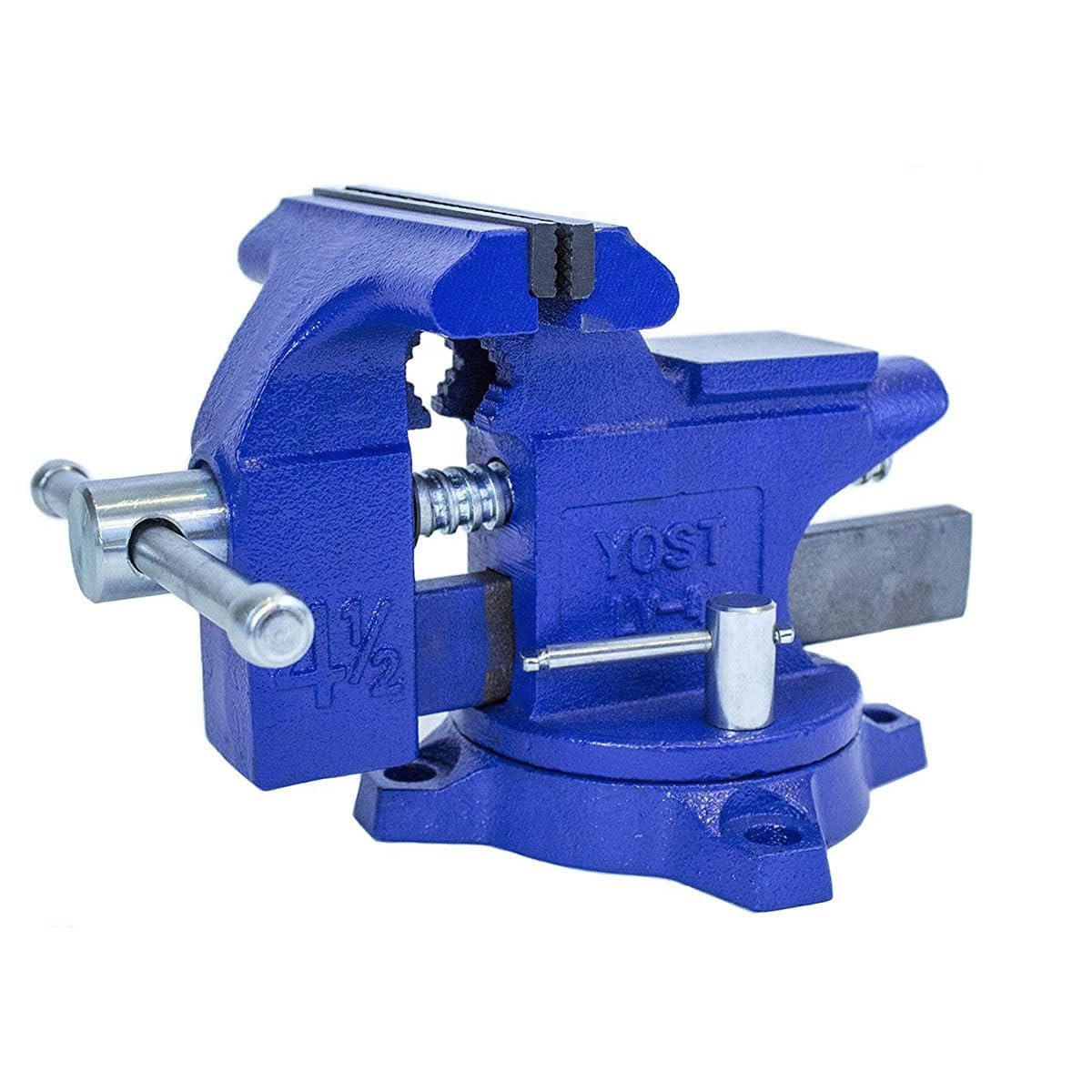 Yost HD550-C Heavy Duty 5-1/2 Inch Mechanics Work Bench Vise | Heavy Duty Woodworking & Metal Work Table with Secure Grip Swivel Base | 60,000 PSI Casting Iron Material with Extra-large Anvil Surface