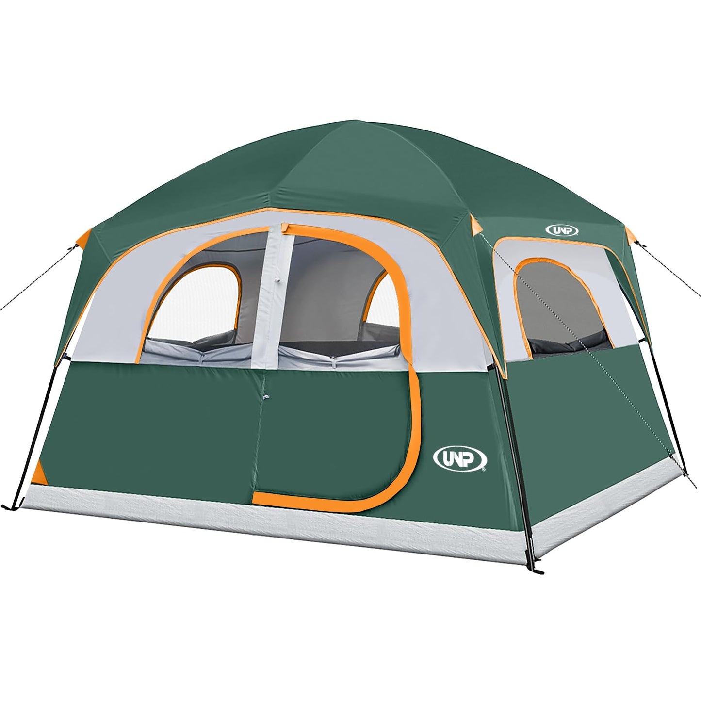 UNP Tents 6 Person Waterproof Windproof Easy Setup,Double Layer Family Camping Tent with 1 Mesh Door & 5 Large Mesh Windows -10'X9'X78in(H)