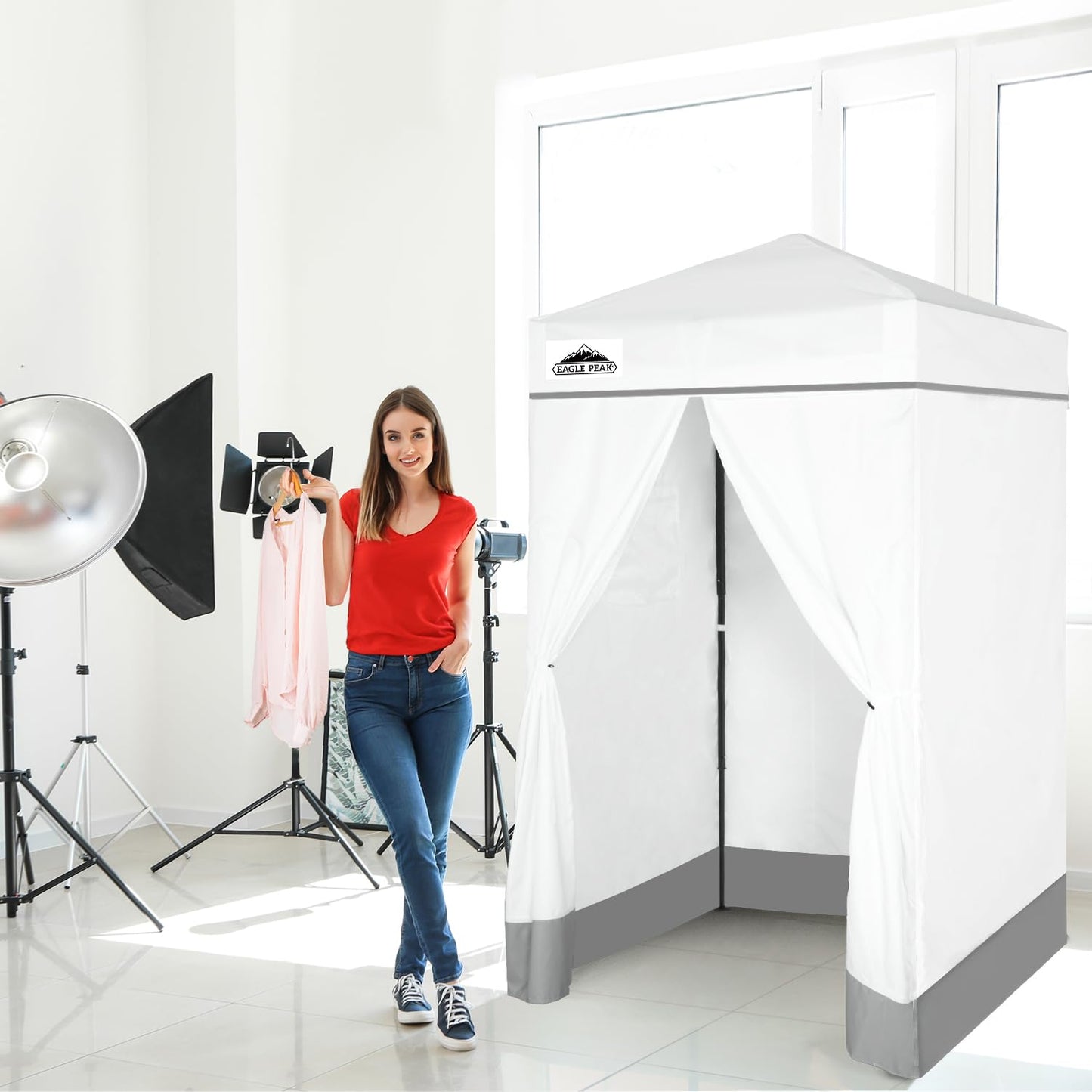 EAGLE PEAK Flex Compact 4x4 Pop-up Canopy Changing Room, Portable Dressing Room, Privacy Changing Tent for Indoor Fashion Photoshoots, Camping, or Pool, Purple