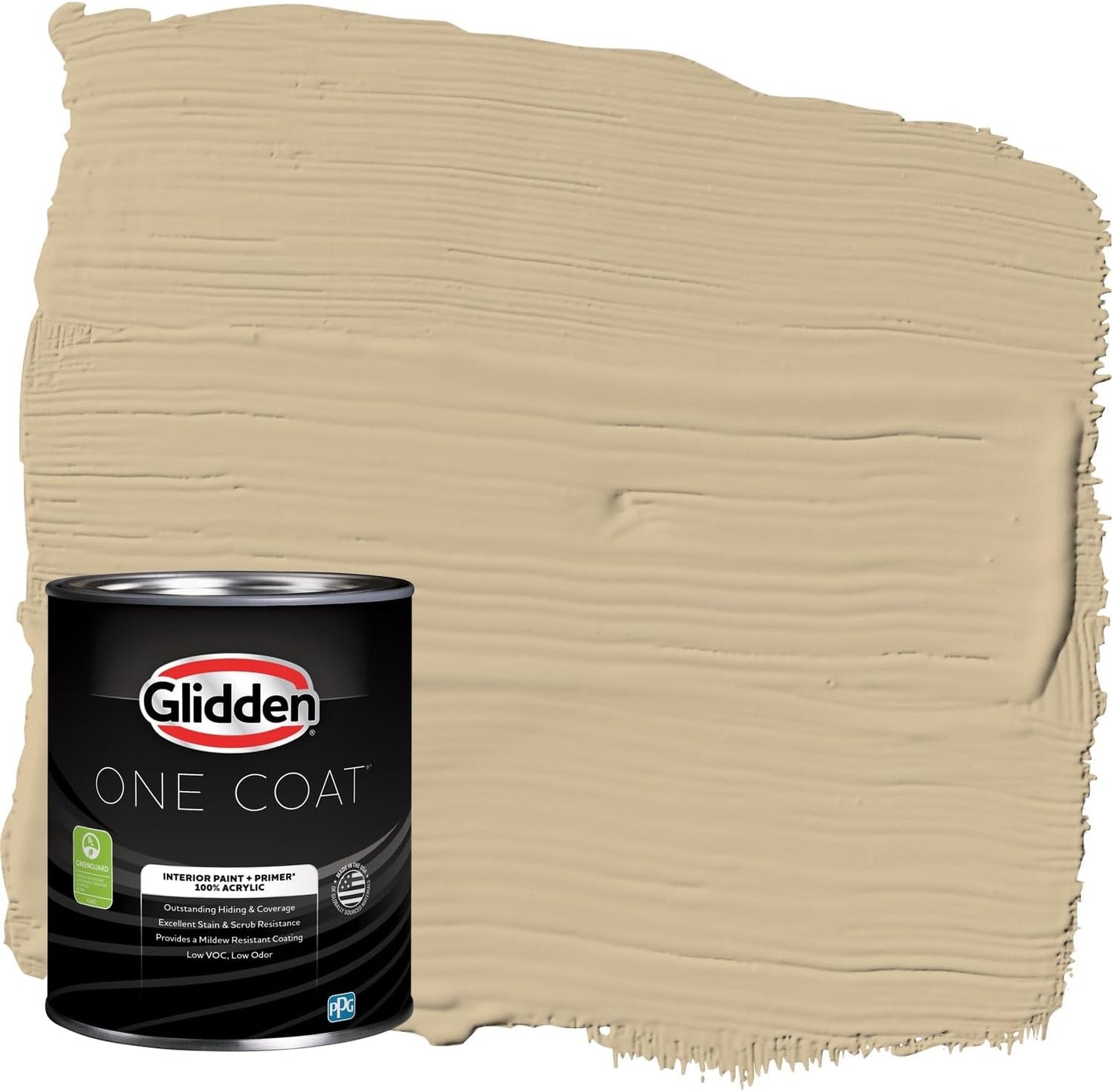 Glidden Interior Paint + Primer: Beige/Toasted Almond, One Coat, Semi-Gloss, 1-Quart