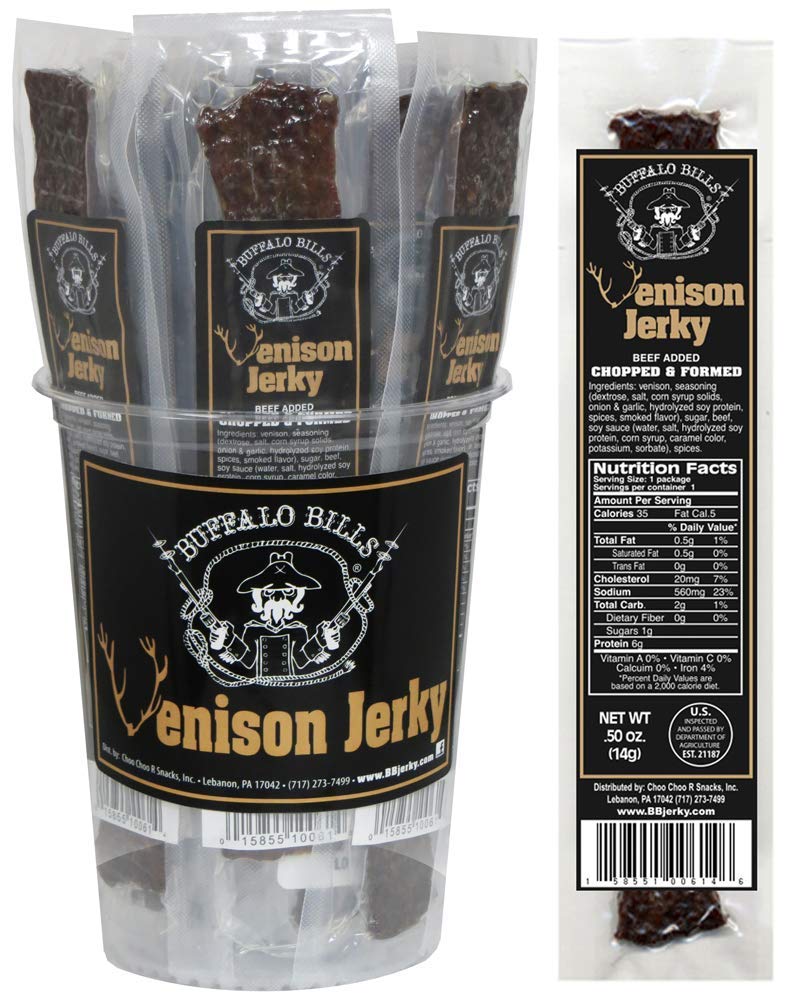 Buffalo Bills Venison Jerky Strips 10oz Pack (20 venison jerky 7" strips per bag)