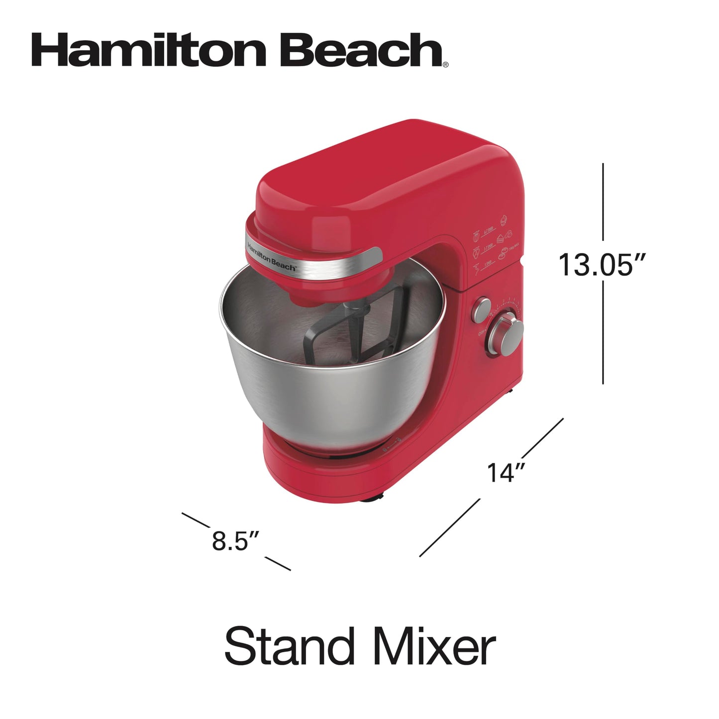 Hamilton Beach Electric Stand Mixer, 4 Quarts, Dough Hook, Flat Beater Attachments, Splash Guard 7 Speeds with Whisk, Black