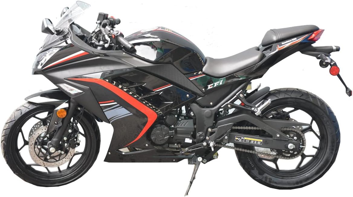 HHH GTX 250 Motorcycle EFI Fuel Injection Manual 6 Speed 250cc Motorcycle Street Bike for adult (Black)