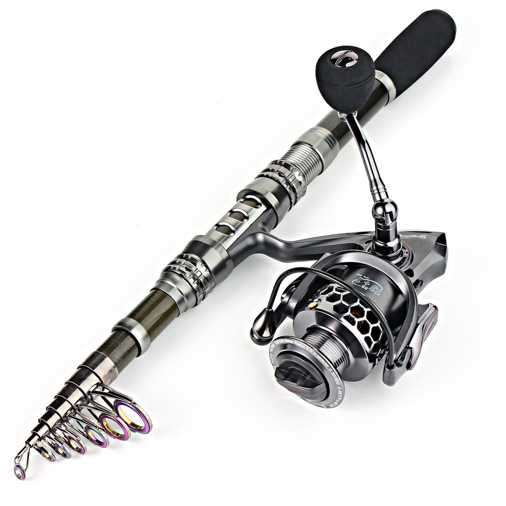 Sougayilang Telescopic Fishing Rod Reel Combos with Carbon Fiber Fishing Pole Spinning Reels and Fishing Accessories