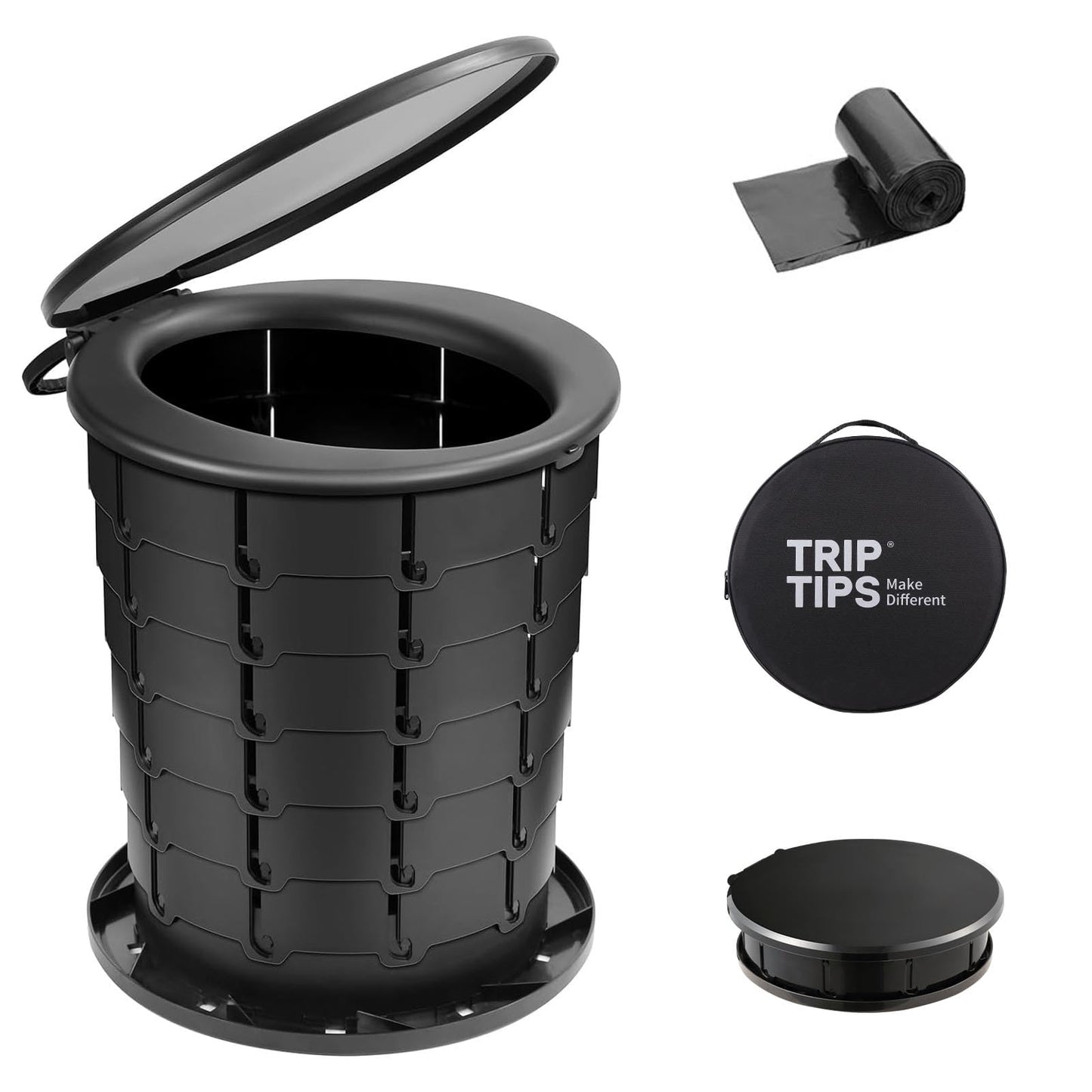 TRIPTIPS Upgrade Retractable Portable Toilet Travel Toilet Adjustable Height Camping Toilet Portable Potty for Adults Kids, Foldable Portable Toilet for Camping/Car