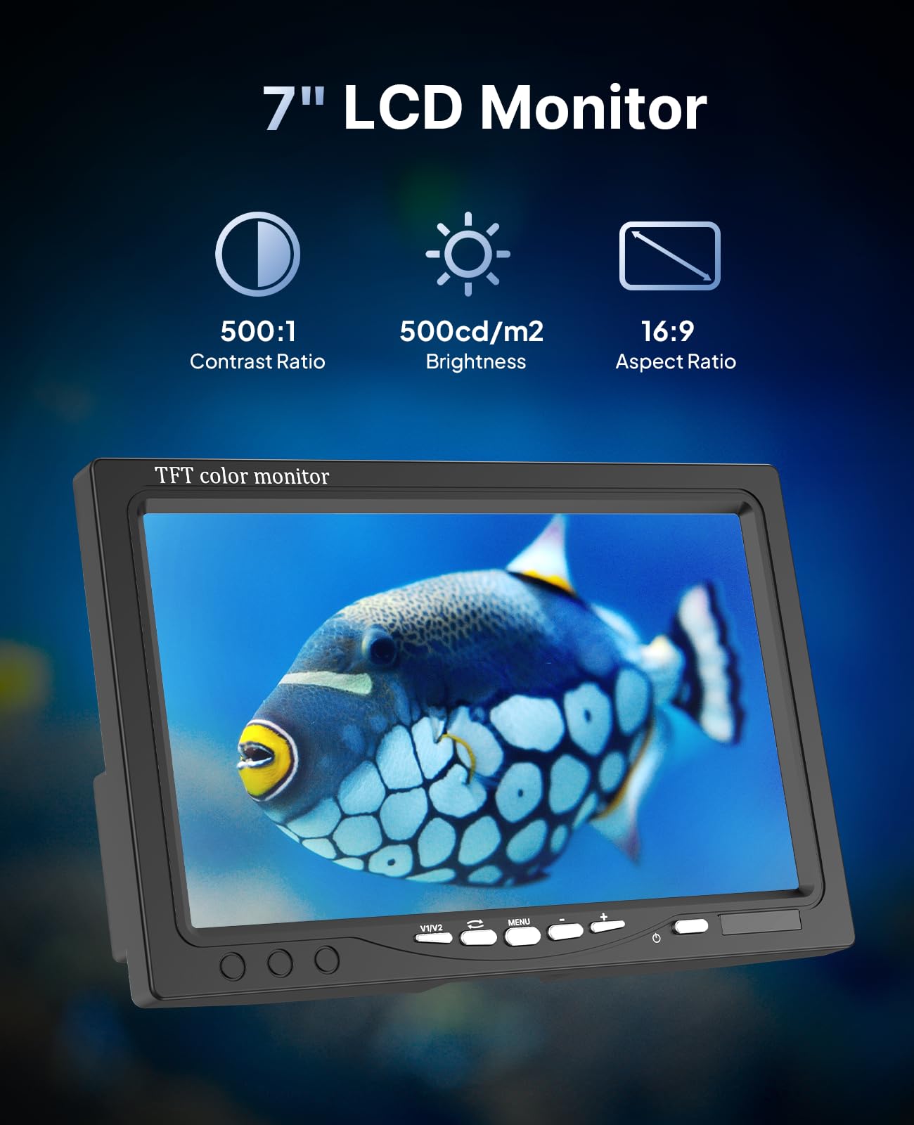 Eyoyo Underwater Fishing Camera 7 inch LCD Monitor Fish Finder Waterproof 1000TVL Fishing Camera 12pcs Infrared Lights for Lake, Boat, Ice Fishing