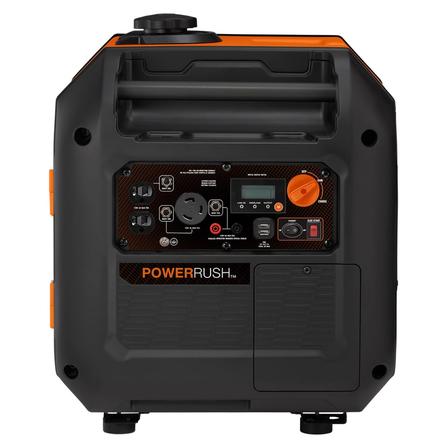Generac 3,300-Watt Gas-Powered Portable Inverter Generator - Lightweight Design - USB Ports for Mobile Device Charging - COsense Technology - Perfect for Home use - Orange/Black