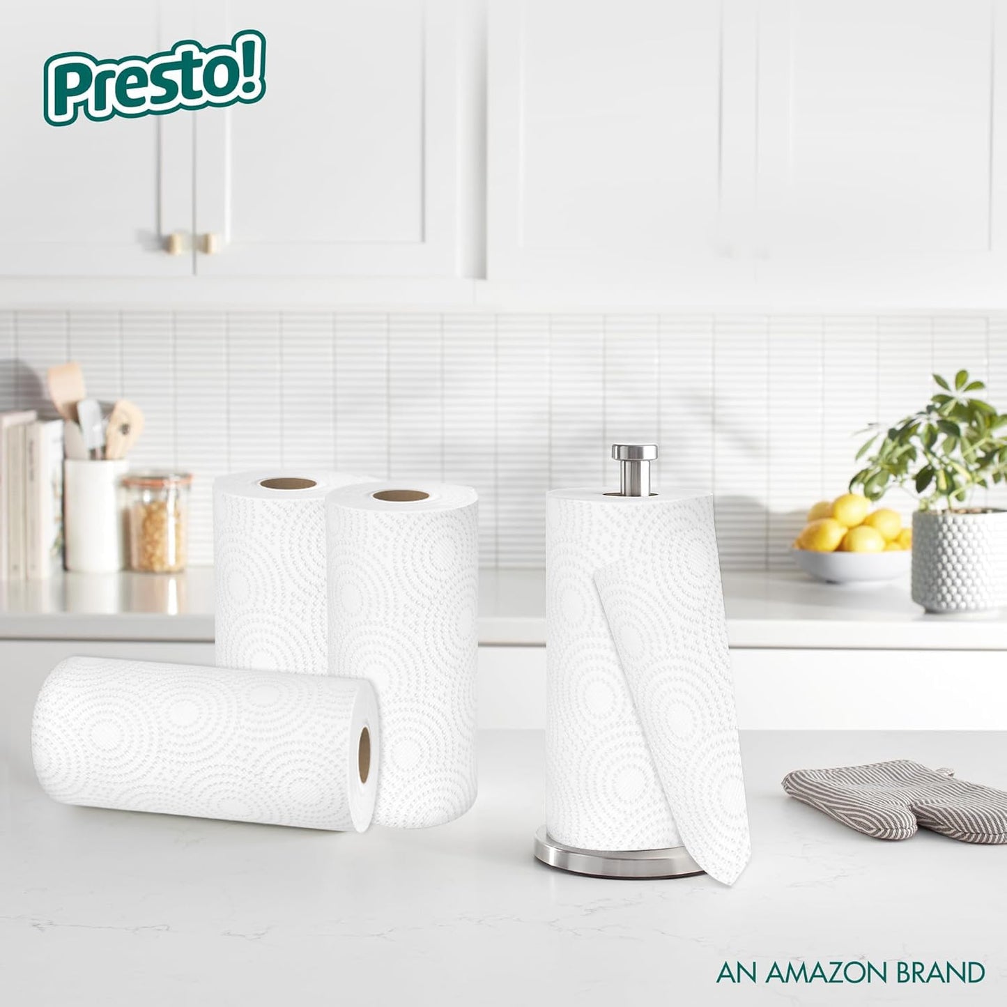 Amazon Brand - Presto! Flex-a-Size Paper Towels, 158 Sheet Huge Roll, 12 Rolls (2 Packs of 6), Equivalent to 38 Regular Rolls, White