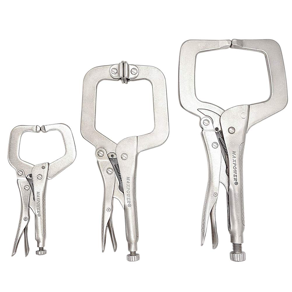 MAXPOWER 15-pc Locking Pliers Set with C-clamps, Long Nose, Pinch Off, Sheet Metal Clamp, U Shaped Pliers and Tool Bag