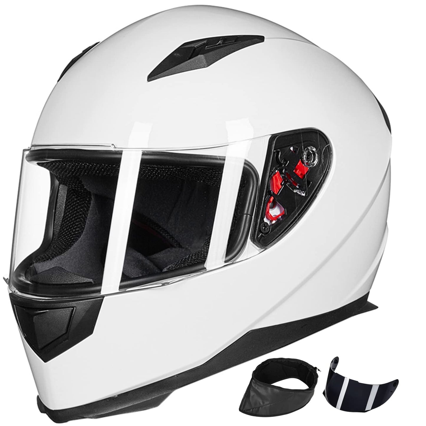 ILM Full Face Motorcycle Street Bike Helmet with Removable Winter Neck Scarf + 2 Visors DOT Model-JK313
